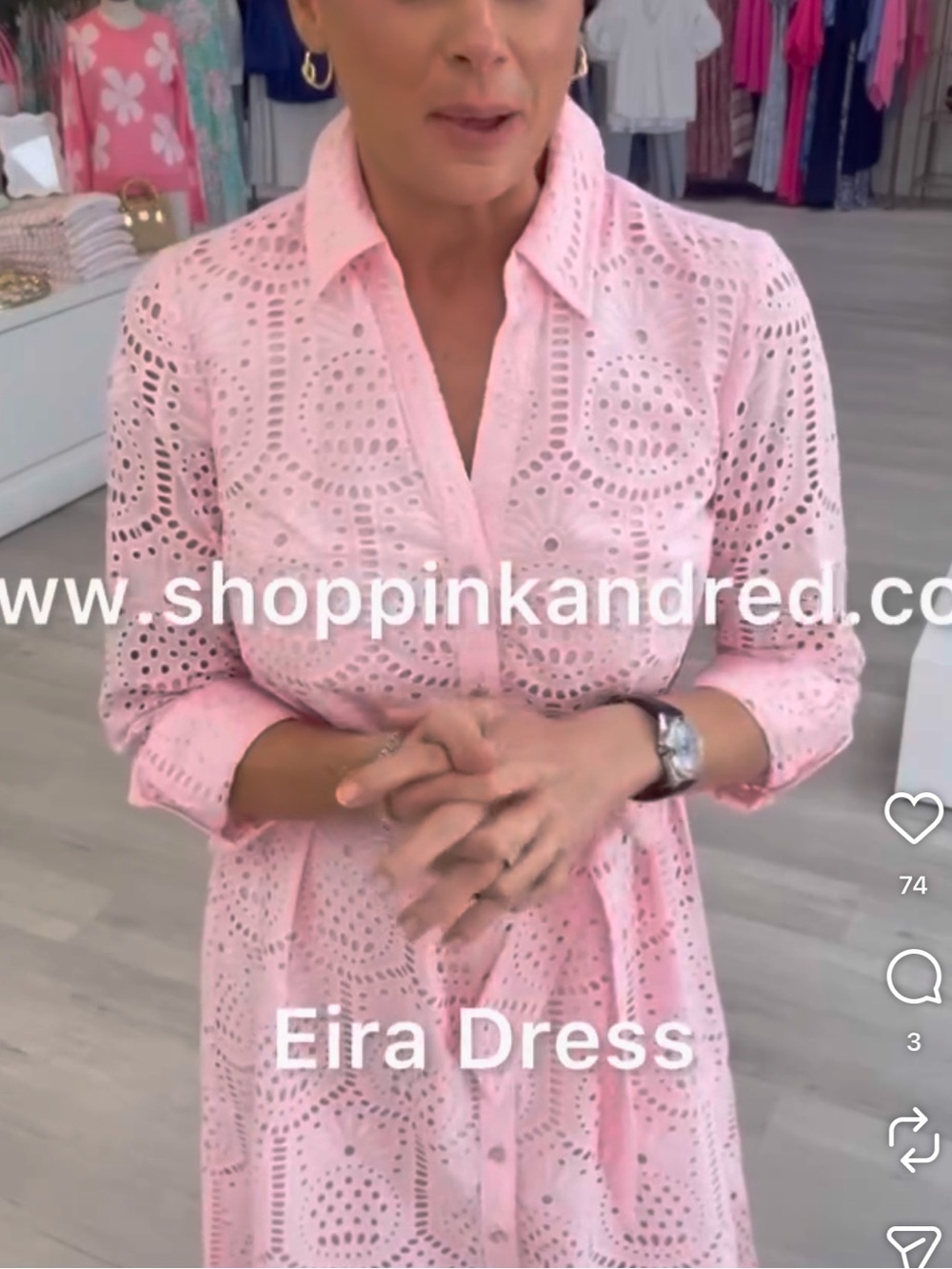 Lily Pulitzer Pink Eyelet Shirt Dress size 12 - Picture 4 of 14
